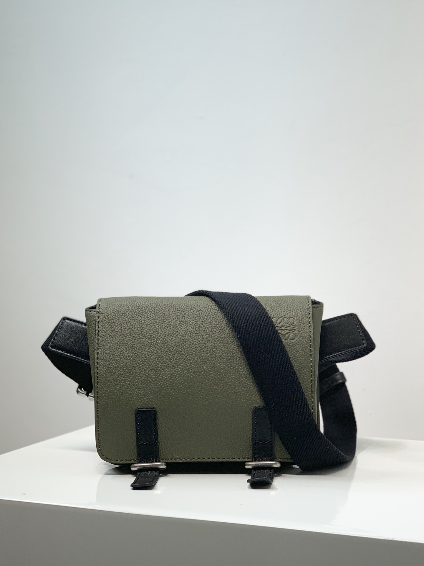 Loewe XXS Military Messenger Bag in Soft Grained Calfskin Green